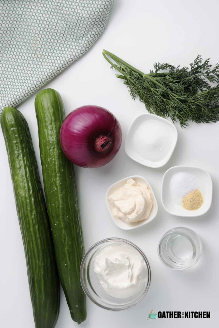Ingredients for cucumber salad.