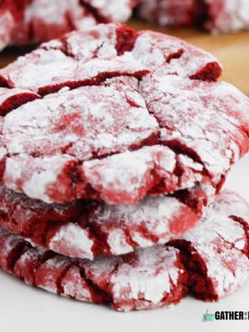 Red Velvet Crinkle Cookies stack of 3.