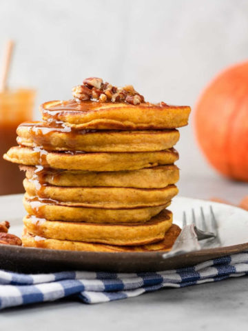 stack of pumpkin pancakes.