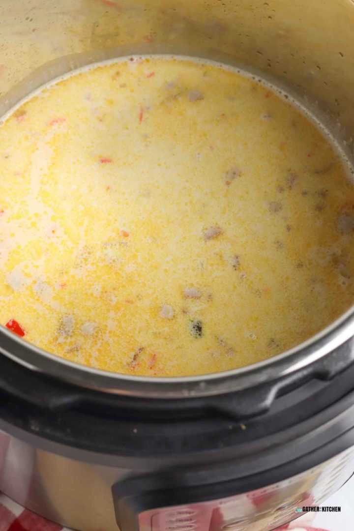 Instant Pot corn chowder in the Instant Pot.