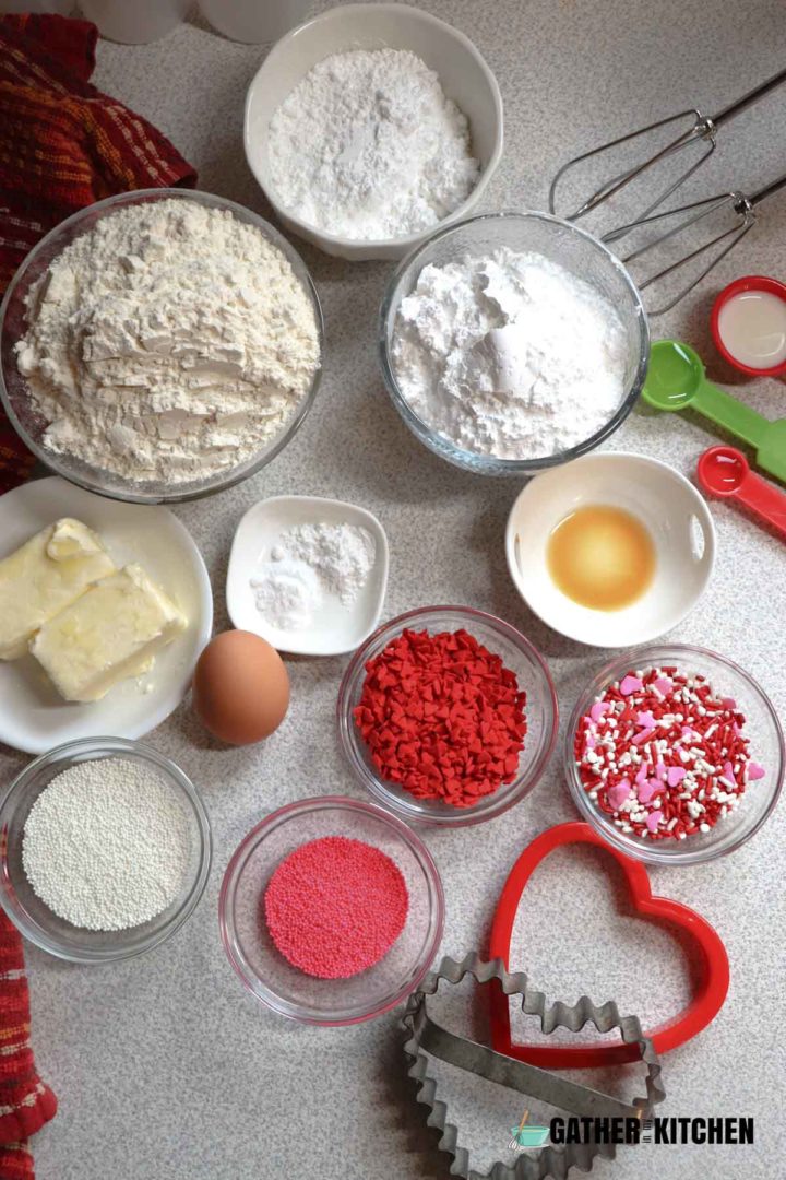 Ingredients for cookies and frosting.