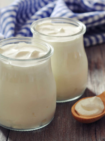 Greek yogurt in jars.