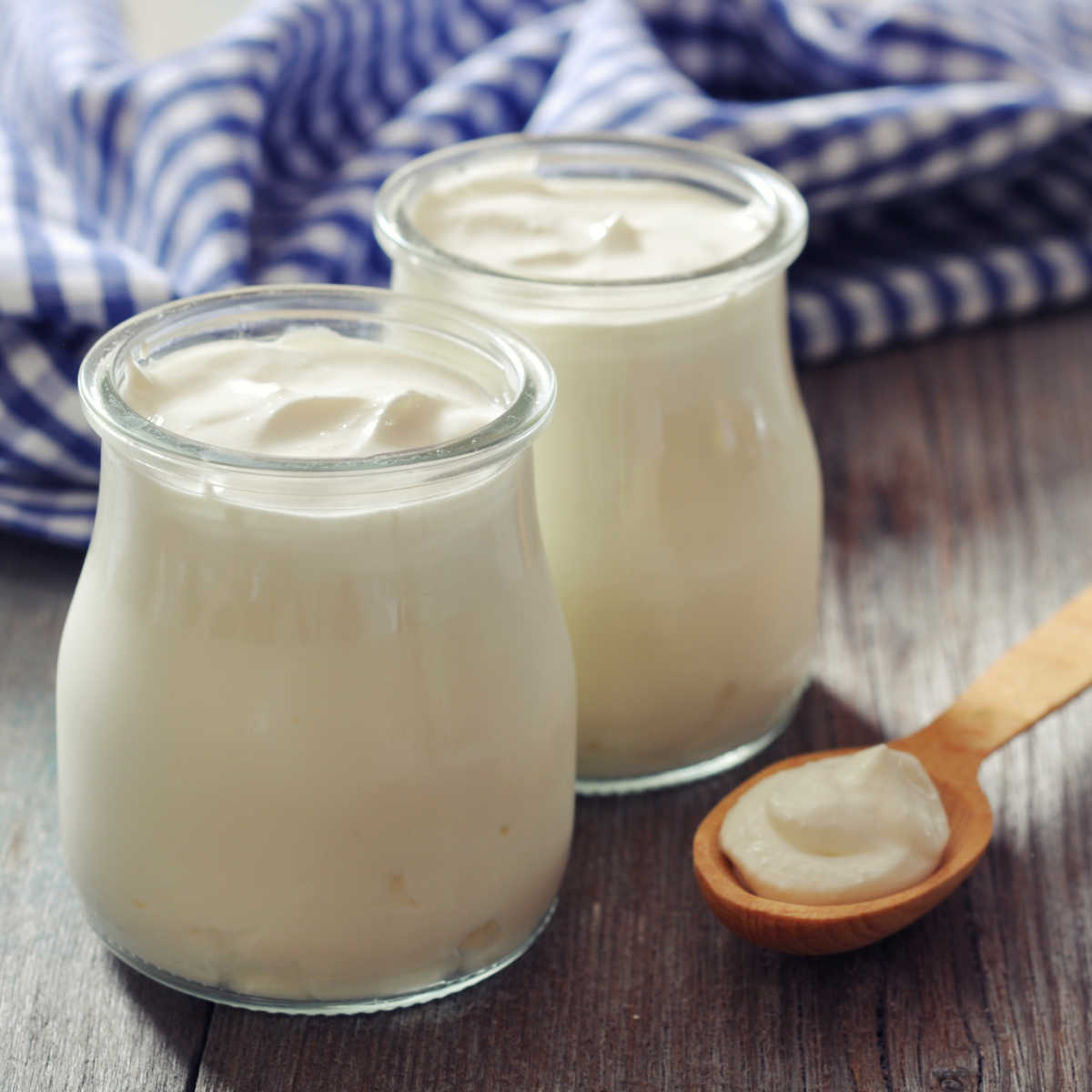 Greek yogurt in jars.