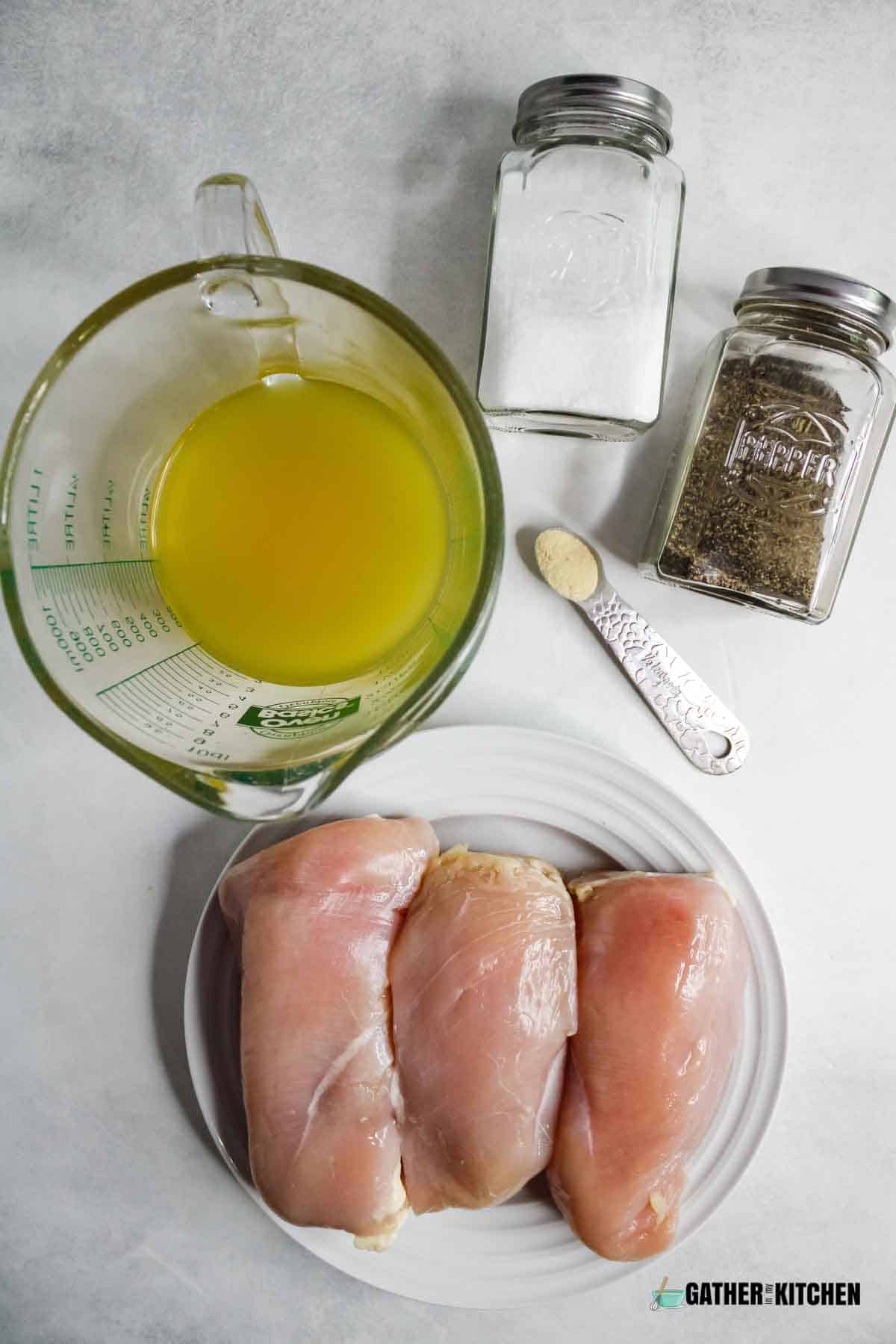 Ingredients for Instant Pot Shredded Chicken.