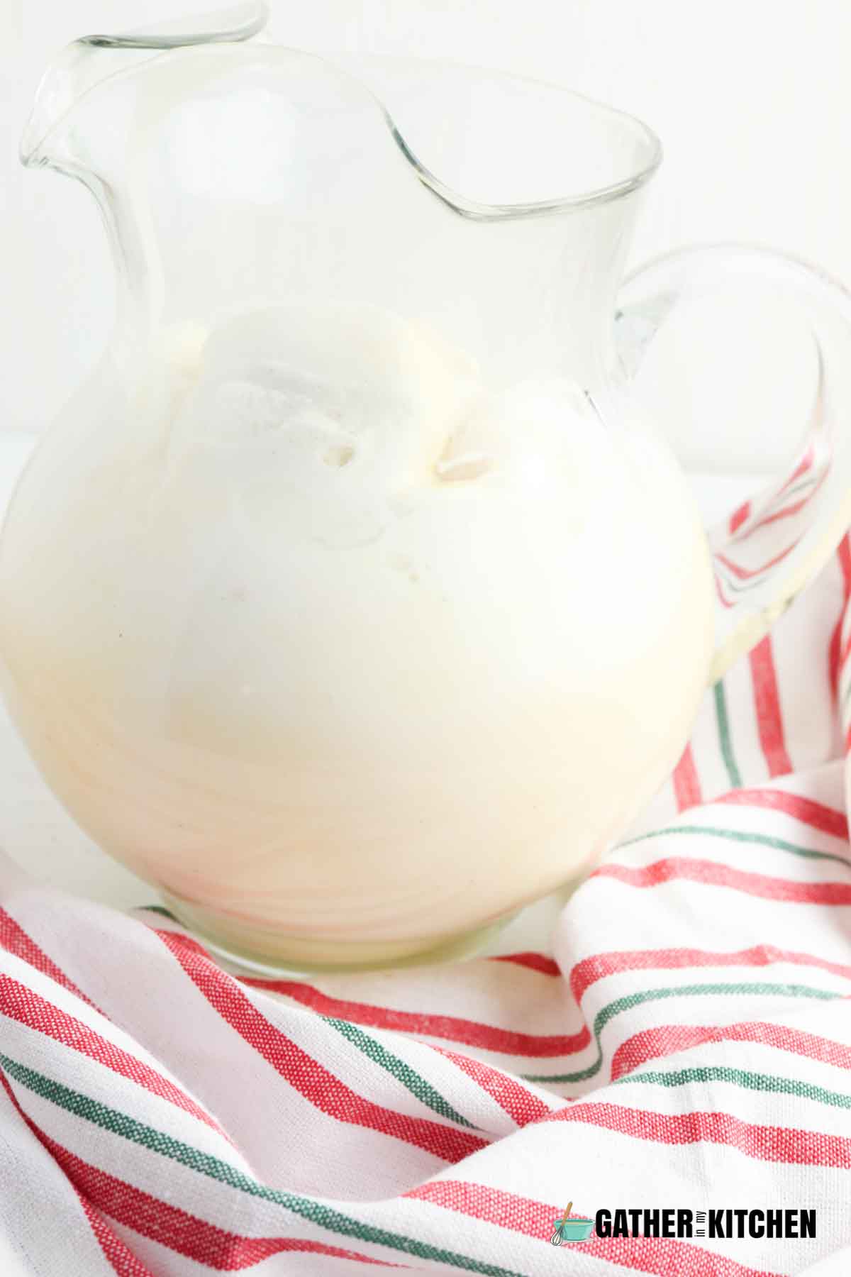 Ice cream and eggnog in pitcher.