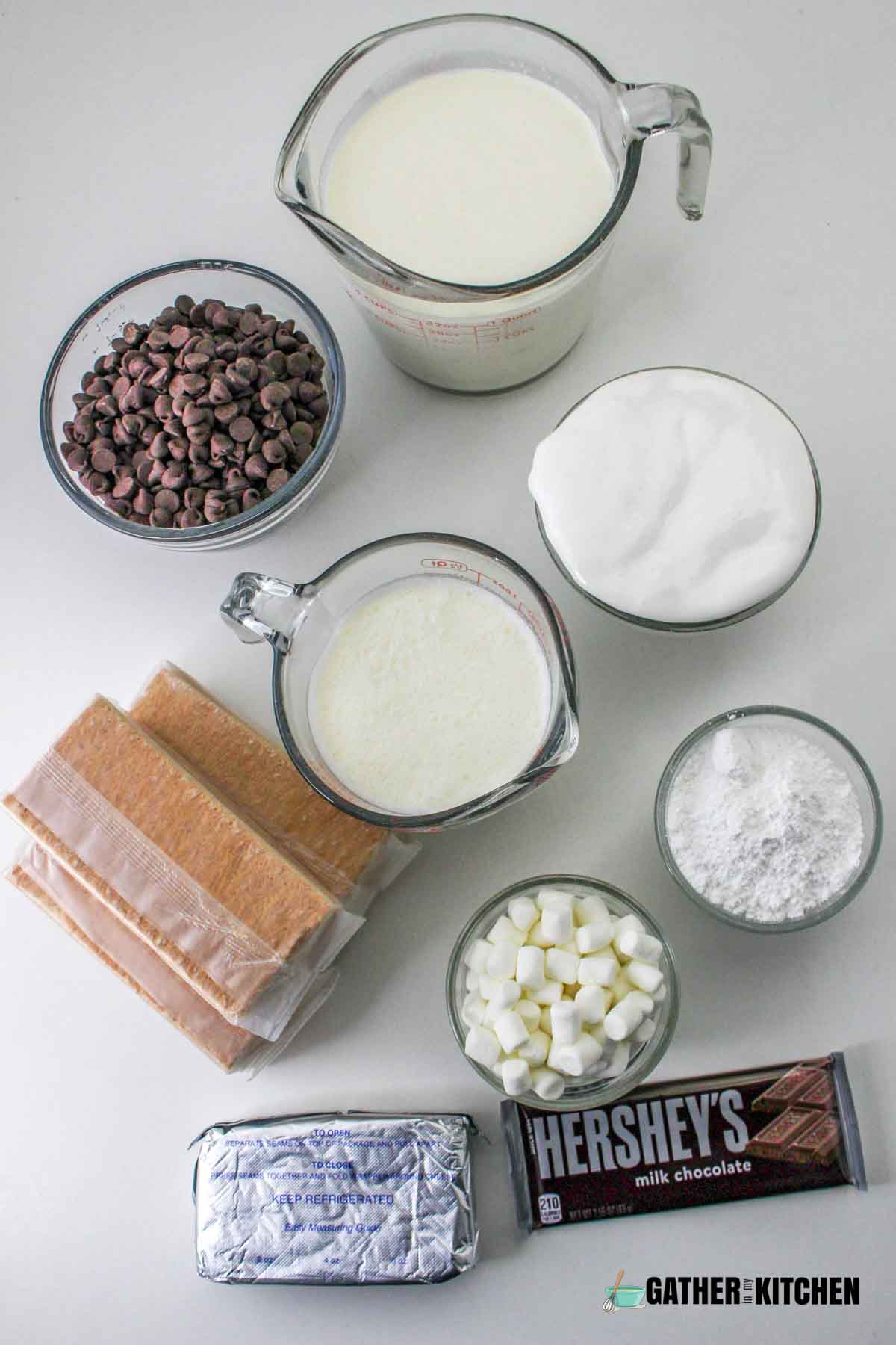 Ingredients of s'mores ice box cake.