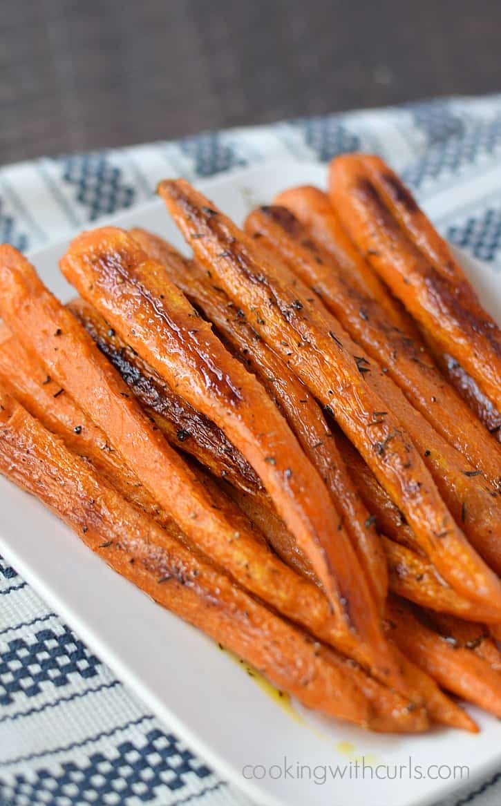 Roasted carrots on a plate.