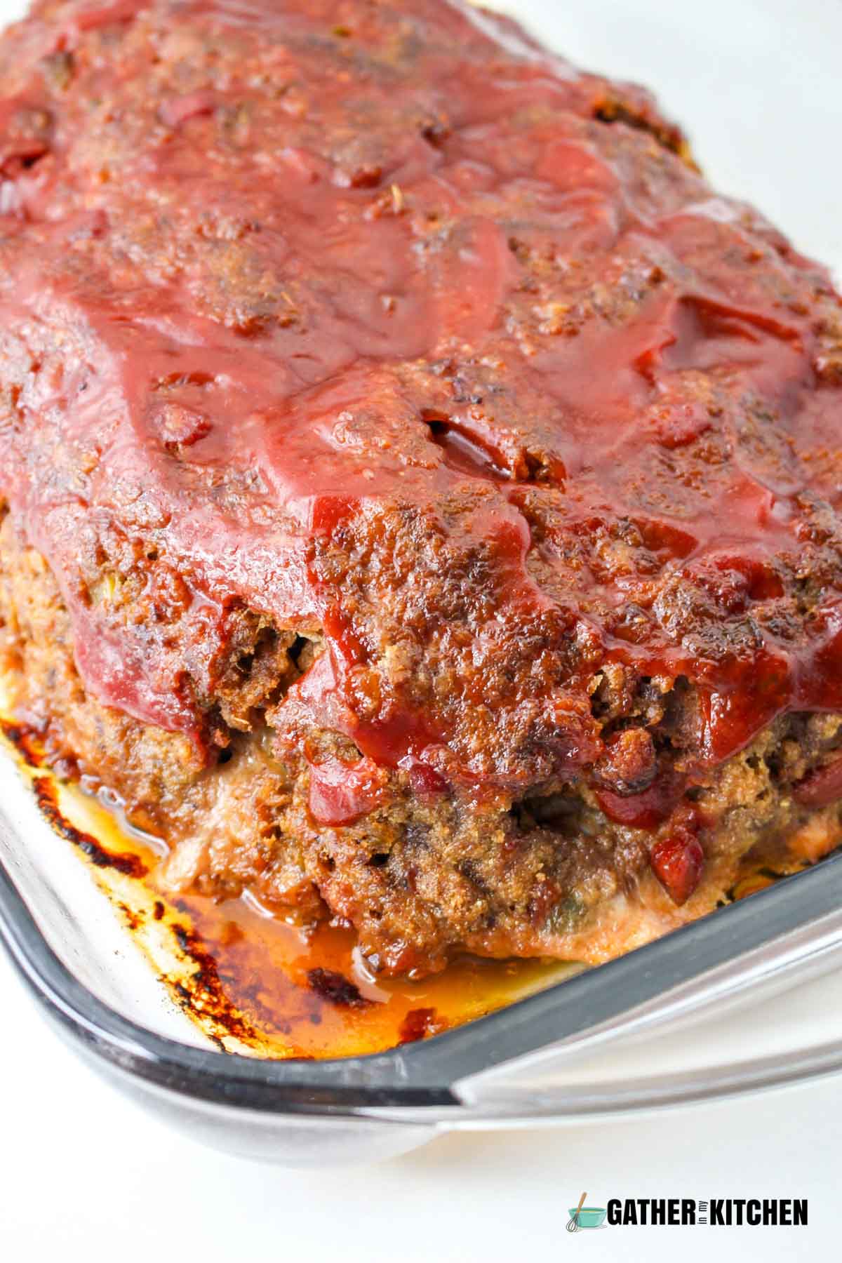 Meatloaf with glaze on top.