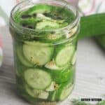 A jar of refrigerator pickles.