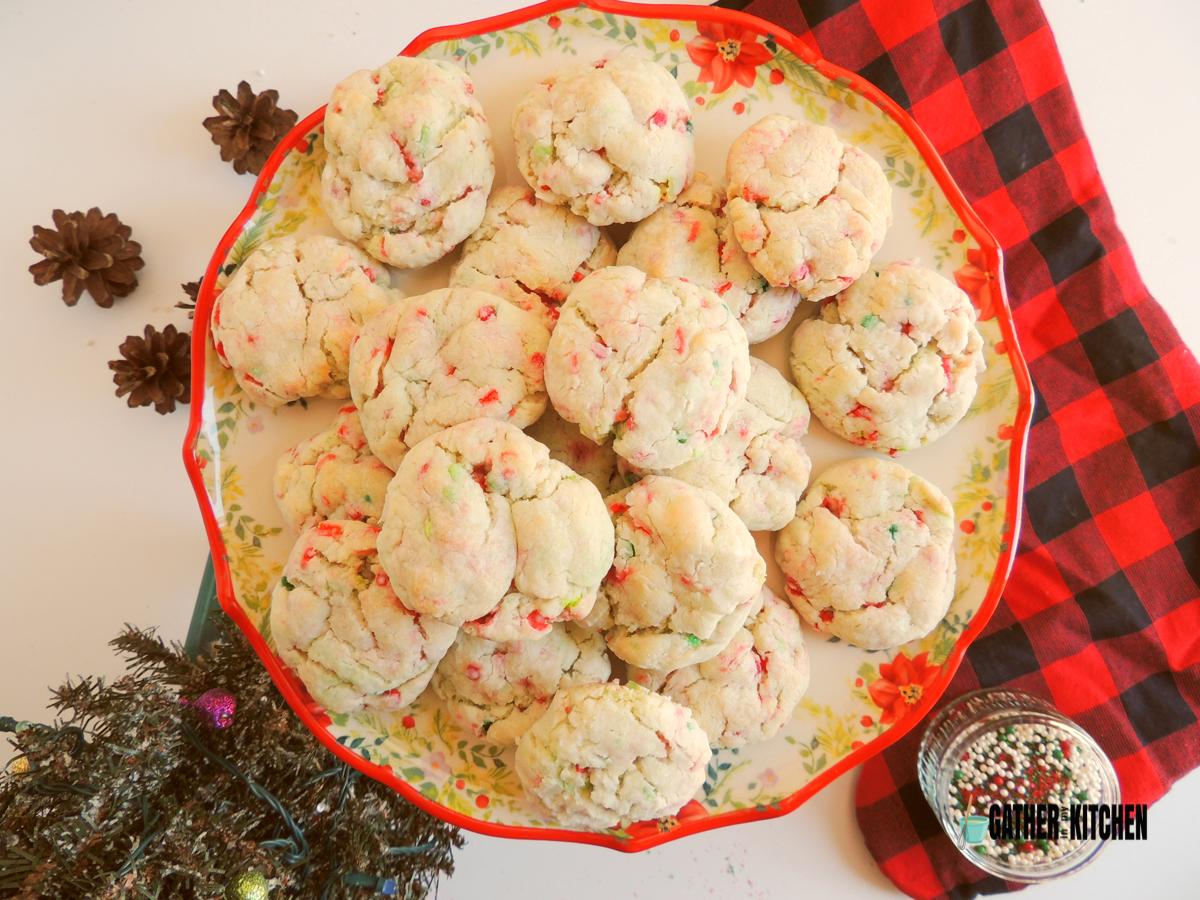 Christmas Butter Cookies on a festive plate.