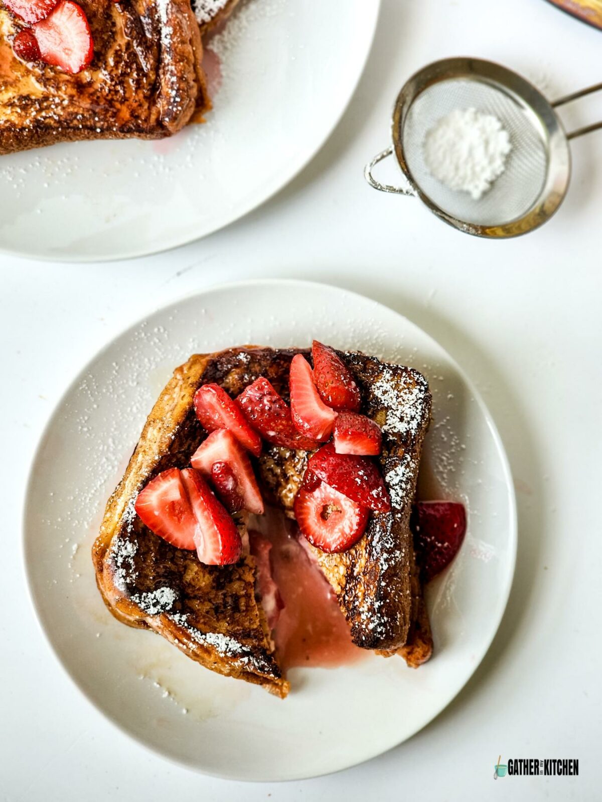 Top view of Strawberry Cheesecake French Toast.