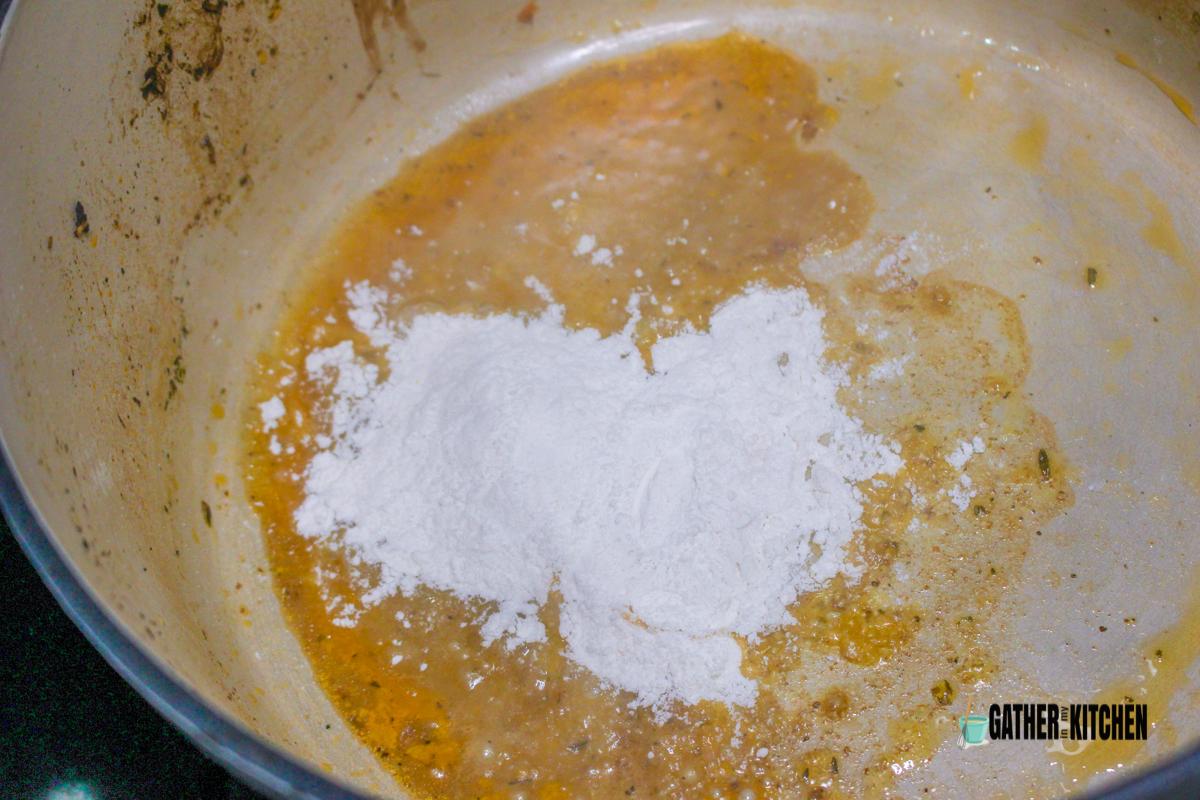 Drippings mixed with flour.