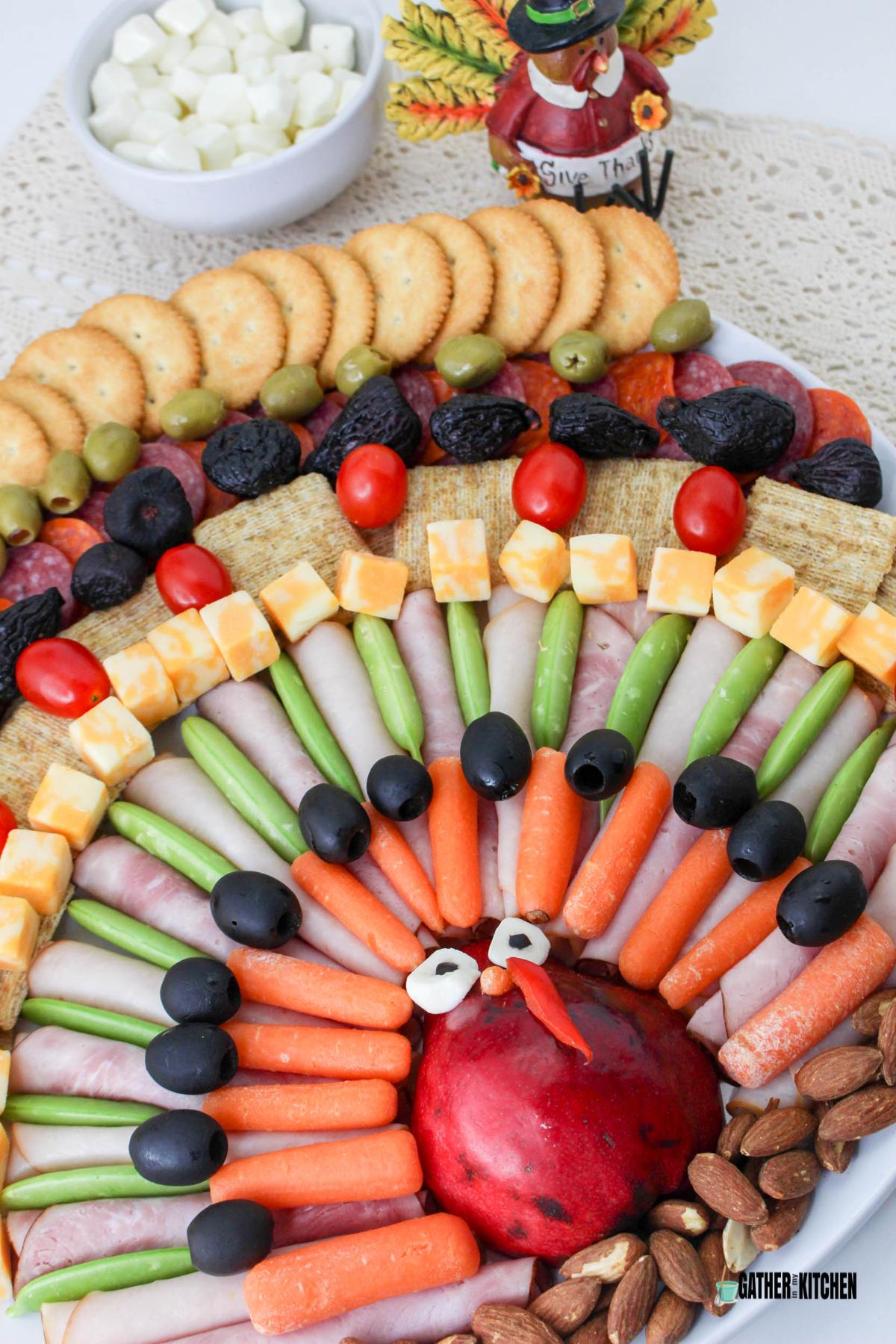 Top view of Turkey Charcuterie Board