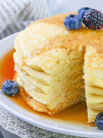 Sweet cream pancakes on a plate.