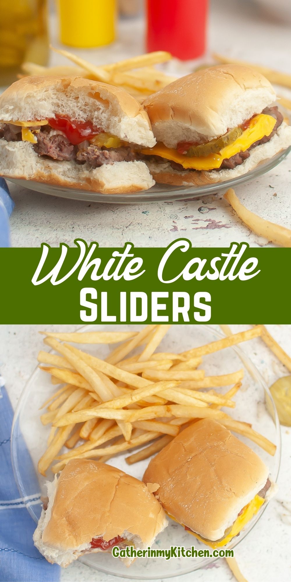 Pin image: top and bottom copycat White Castle Slider images and middle says "White Castle Sliders".