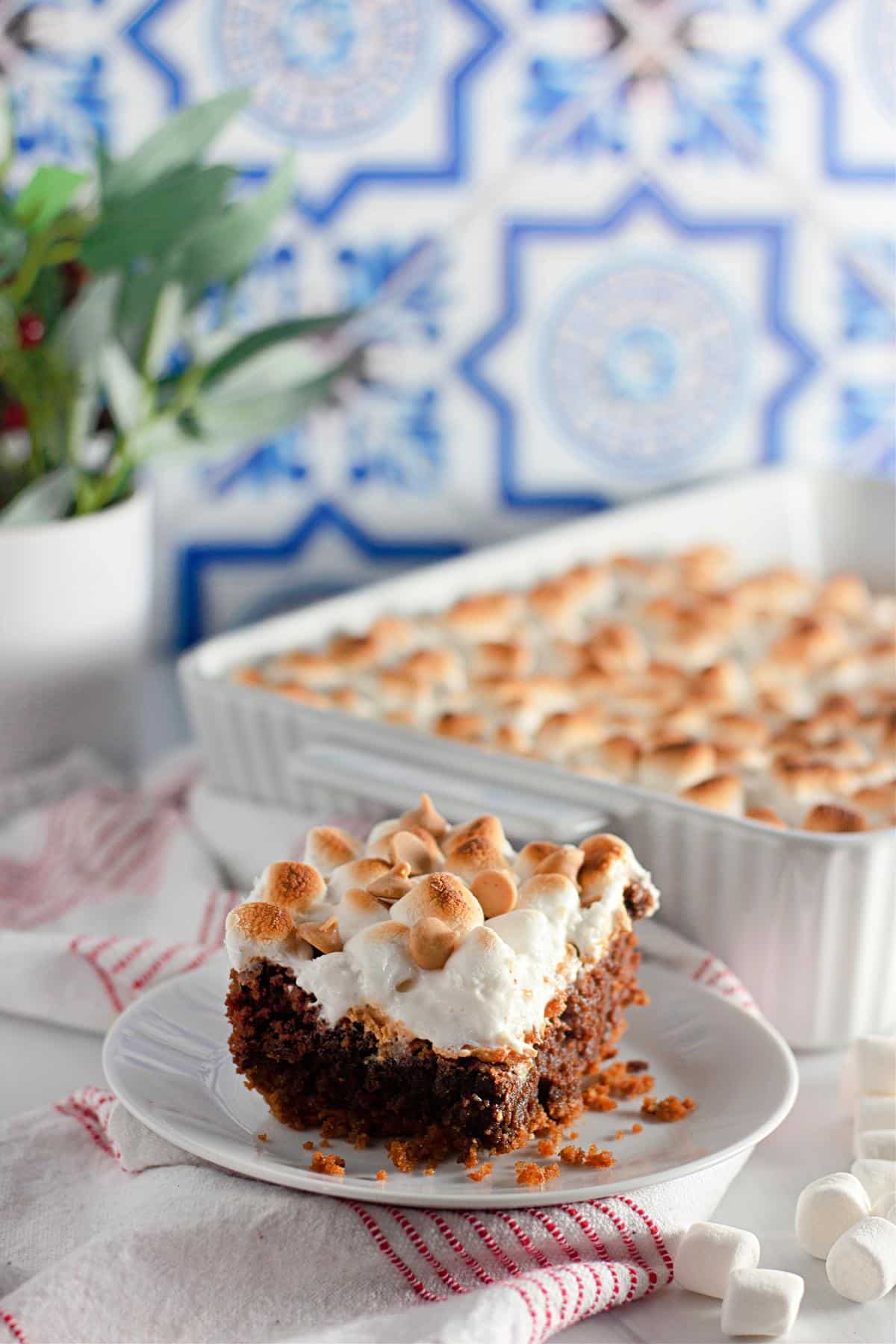 S'mores brownie on a plate.