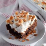 S'mores brownies on a plate.